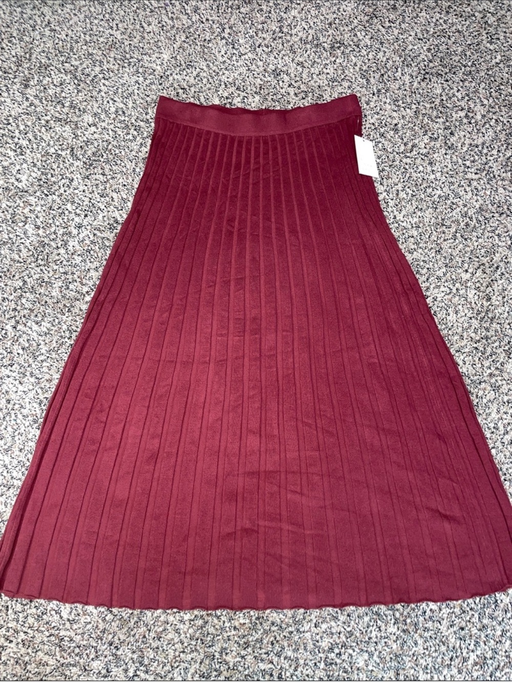 A New Day Maroon Pleated A-Line Women’s Knit Midi Fall Skirt XL NWT